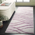 SAFAVIEH Adirondack Collection Runner Rug - 26 x 6, Cream & Purple, Modern Wave Distressed Design, Non-Shedding & Easy Care, I