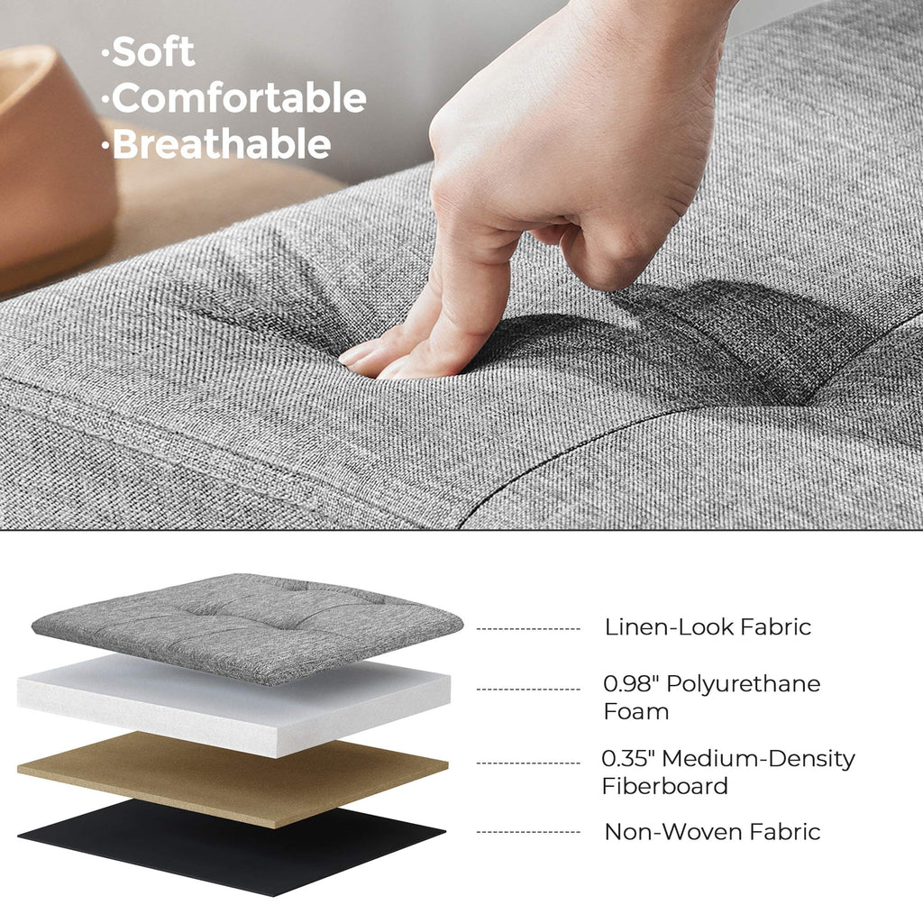 Songmics Mazie Collection - 43 Inches Storage Ottoman, Foldable Storage Bench With Flipping Lid, 660 Lb Load Capacity, For Entryway, Living Room, Bedroom, Light Gray Ulsf71G