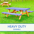 Inpro 8Ft Fitted Picnic Table Cover With Bench Covers. Outdoor Picnic Tablecloth Waterproof, Reusable Camping, Rv Accessories And Travel Essentials. Black Checkered Vinyl Tablecloth With Elastic Edges