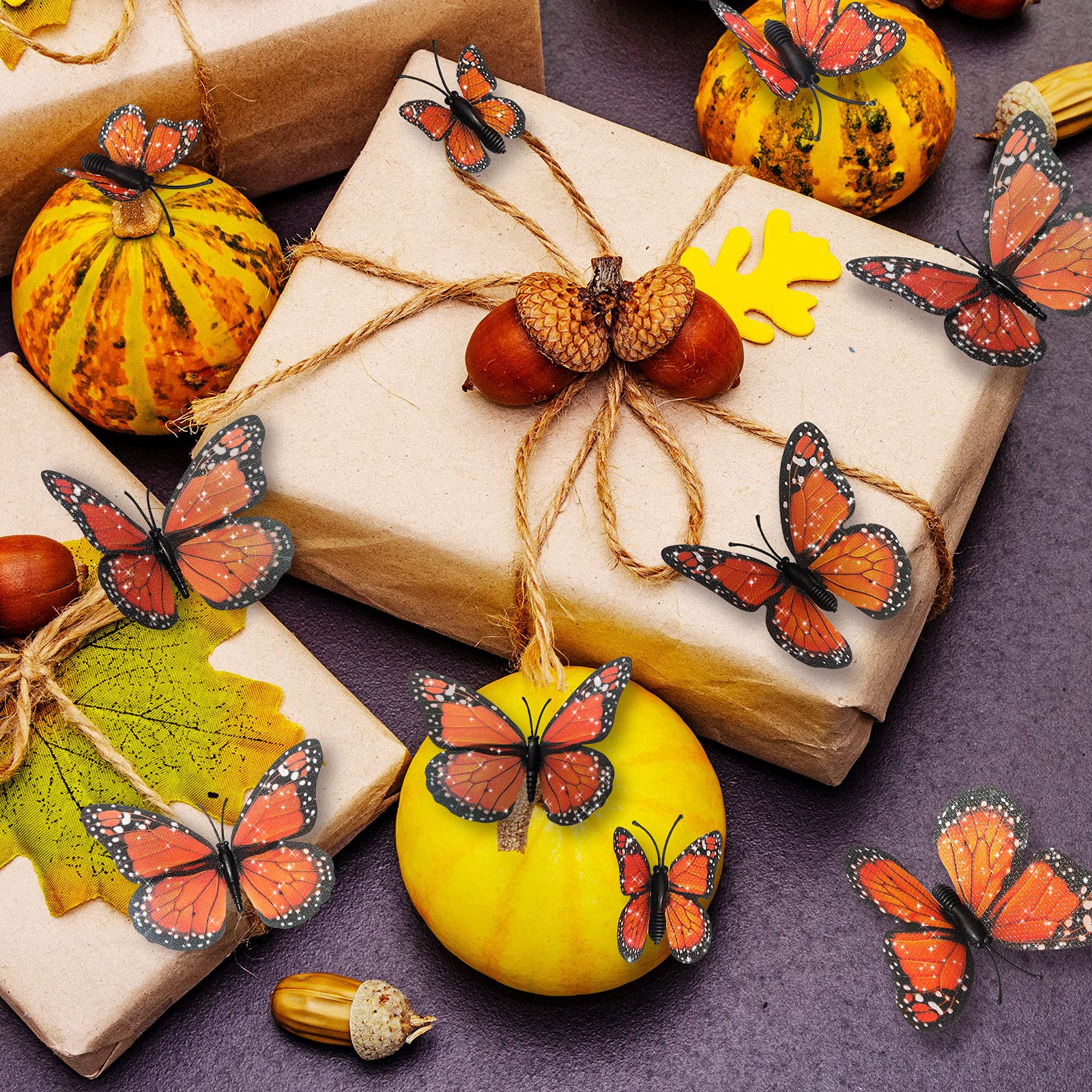 4 Size Monarch Butterfly Decor Halloween Butterfly Wall Decor Magnetic Butterfly Decoration 3D Monarch Butterfly Wall Decal For