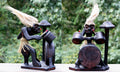 G6 Collection Handmade Wooden Primitive Tribal with Drum Kit Funny Statue Sculpture Tiki Bar Drummer Handcrafted Unique Gift Hom