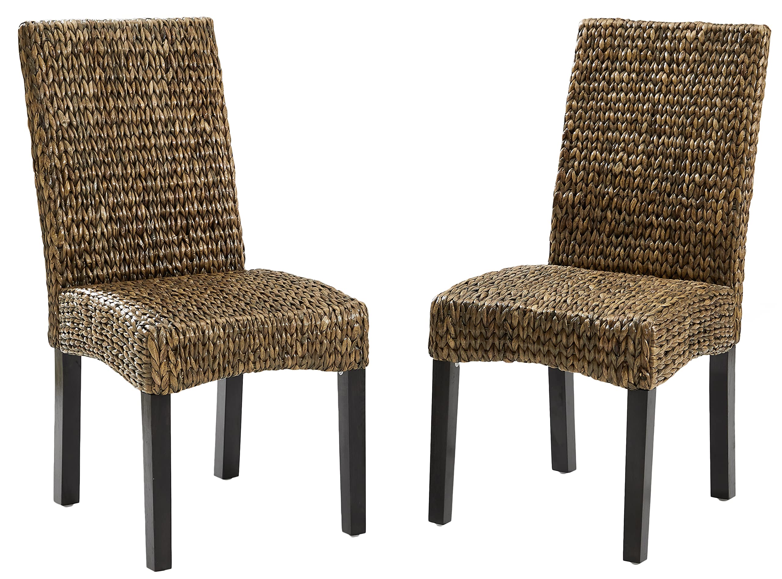 Crosley Furniture Edgewater Handwoven Natural Fiber Rattan Dining Chairs Set of 2, Seagrass
