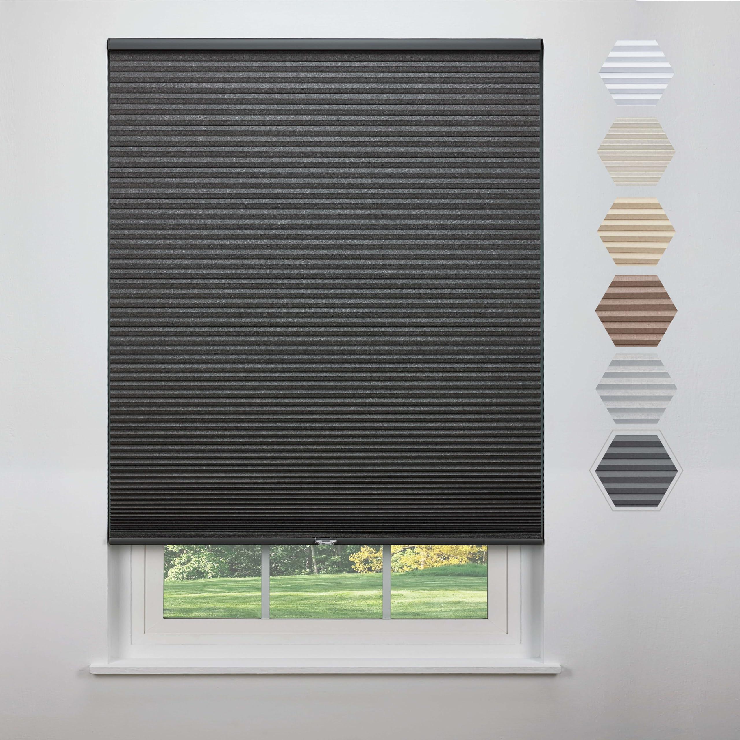 Linen Avenue Cordless Standard Blackout Cellular Shade 42 3/4 W x 66 H, Dark Grey (Arrives 1/4  Narrower)