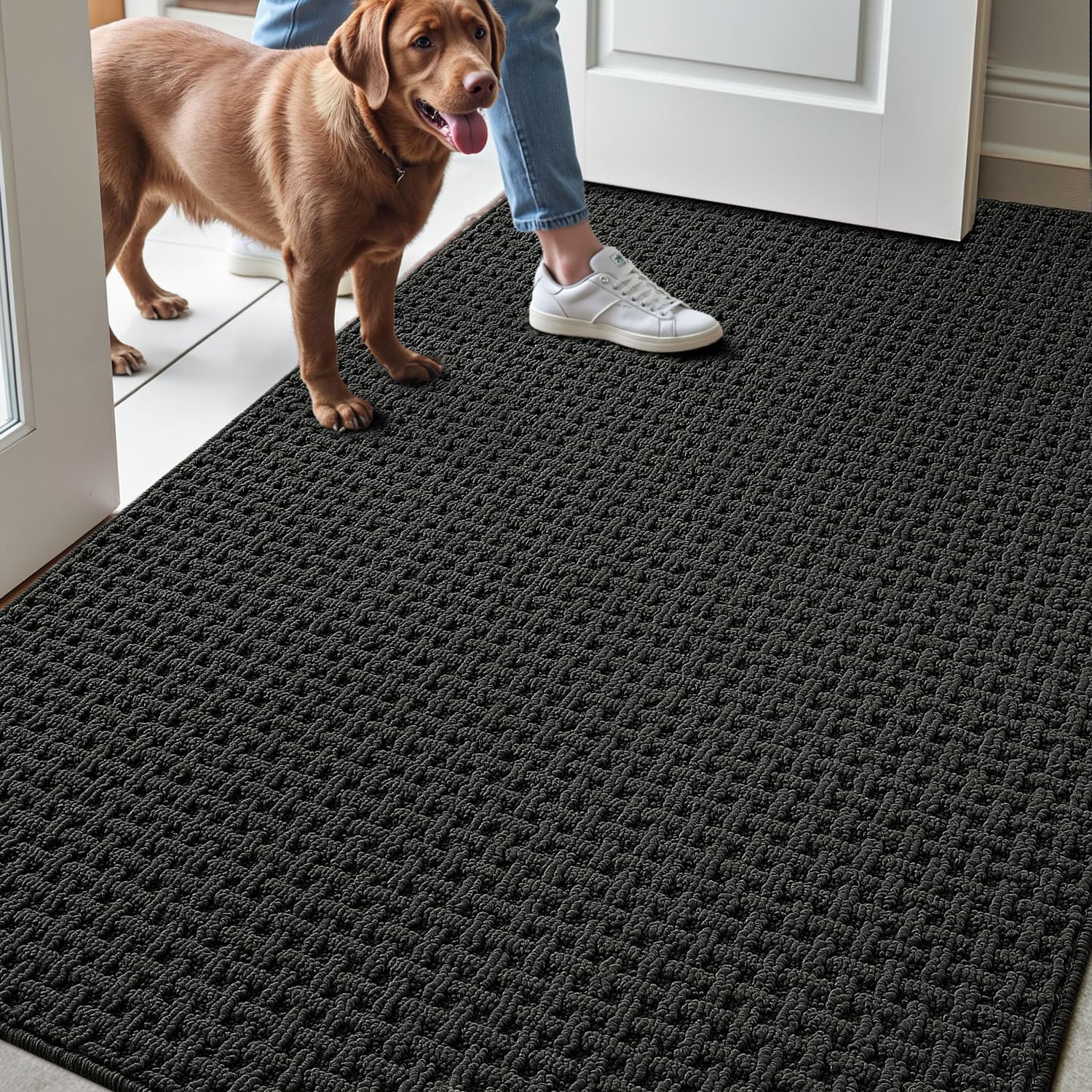 LUMI Washable Door Mat Indoor Entrance 36x60, Dirt Trapper Front Door Mats with Absorbent Interior and Non-Slip Rubber Backing, 
