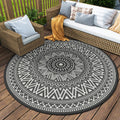 Montvoo-Outdoor Rug Carpet Waterproof 8X8 Ft Round Reversible Patio Rug Rv Camping Rug-Plastic Straw Rug Outside Indoor Outdoor