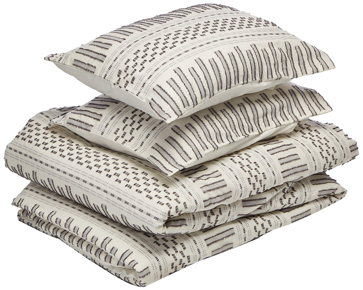 Ink+Ivy Luxurious Cotton-Bedding Set - Mid Century Trendy Geometric Design, All Season Cozy-Cover With Matching-Shams, Full/Quee