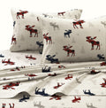 Tribeca Living 100% Cotton Flannel Sheet Set - Deep Pocket, 170-Gsm, Ultra Soft & Cozy Bedding For Winter, Queen, Plaid Moose