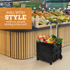 Inspired Living Collapsible Ultra-Slim Pack-N-Roll, 2 Wheel Utility Cart , With Telescopic Handle - Super Strong Up To 80 Lbs Load Capacity, Black