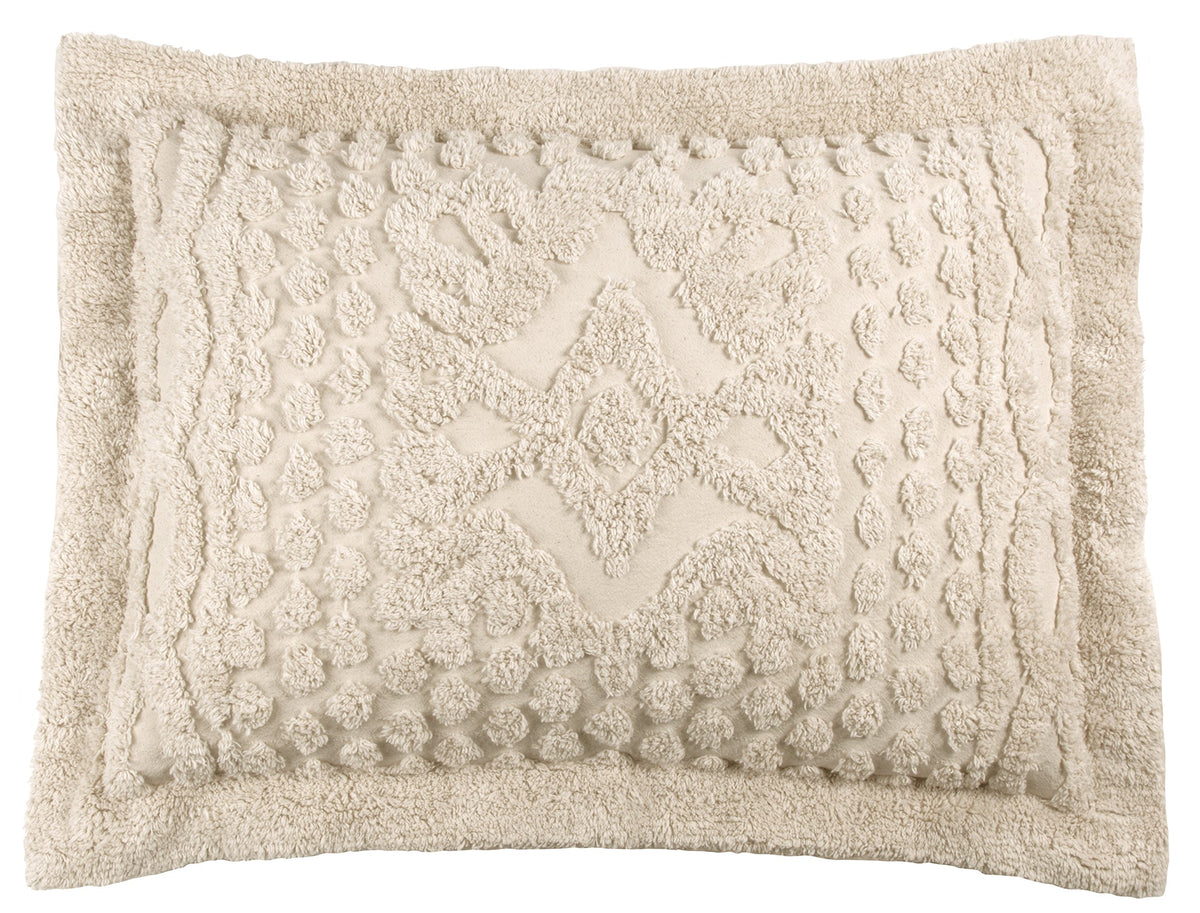 Stylemaster Kingston 100% Cotton Chenille Pillow Sham Standard, Beige