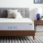 Lucid 2 Inch Traditional Foam Mattress Topper - Hypoallergenic - Ventilated - Conforming Support - Twin