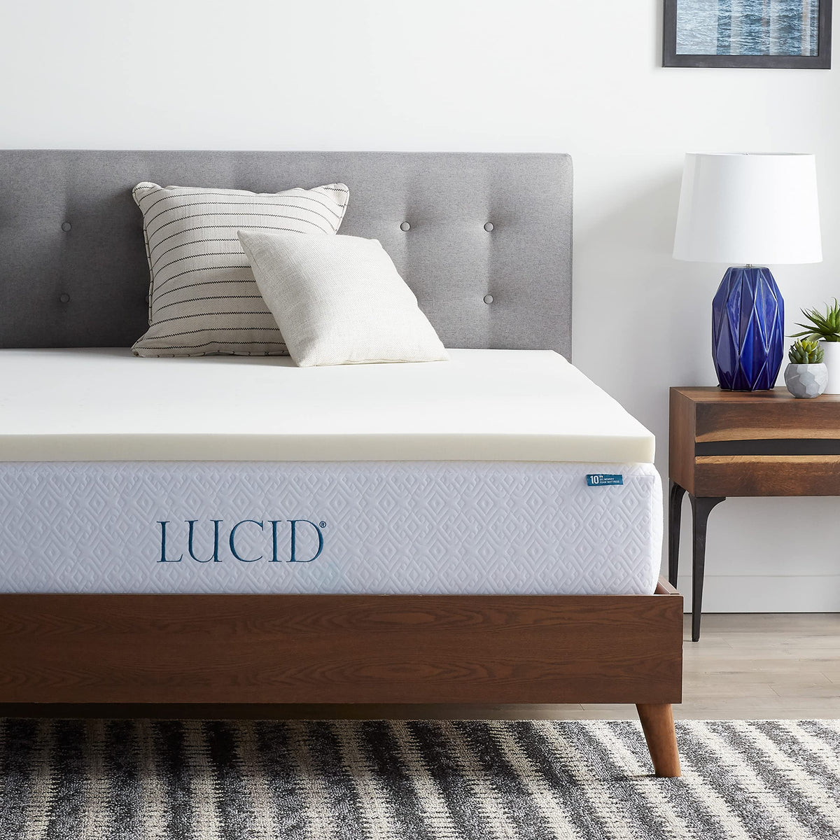 Lucid 2 Inch Traditional Foam Mattress Topper - Hypoallergenic - Ventilated - Conforming Support - Full