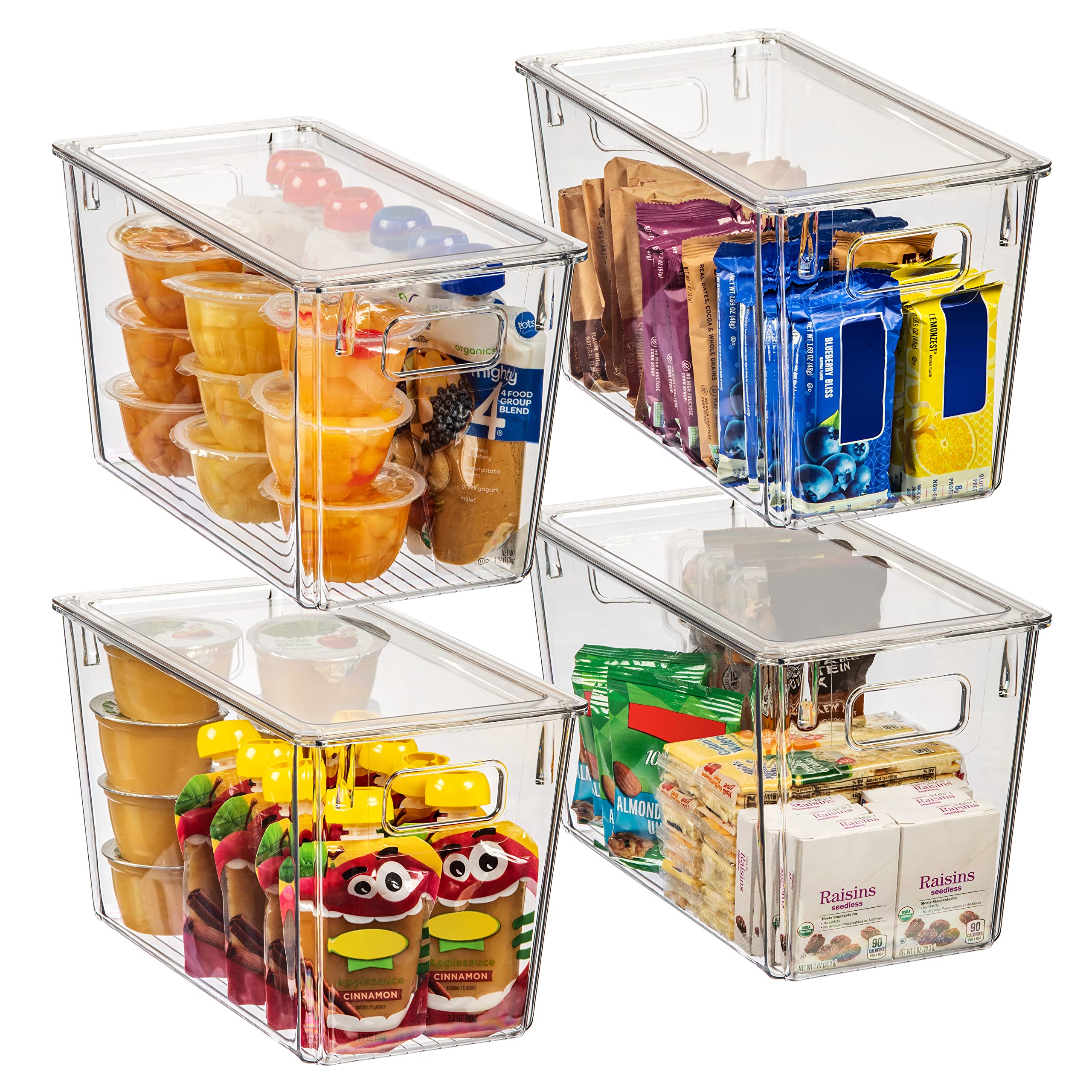 ClearSpace Modern Plastic Storage Bins with Lids - Perfect Kitchen Organization or Pantry Fridge Organizer, 4 Pack, 12.5  x 6  x