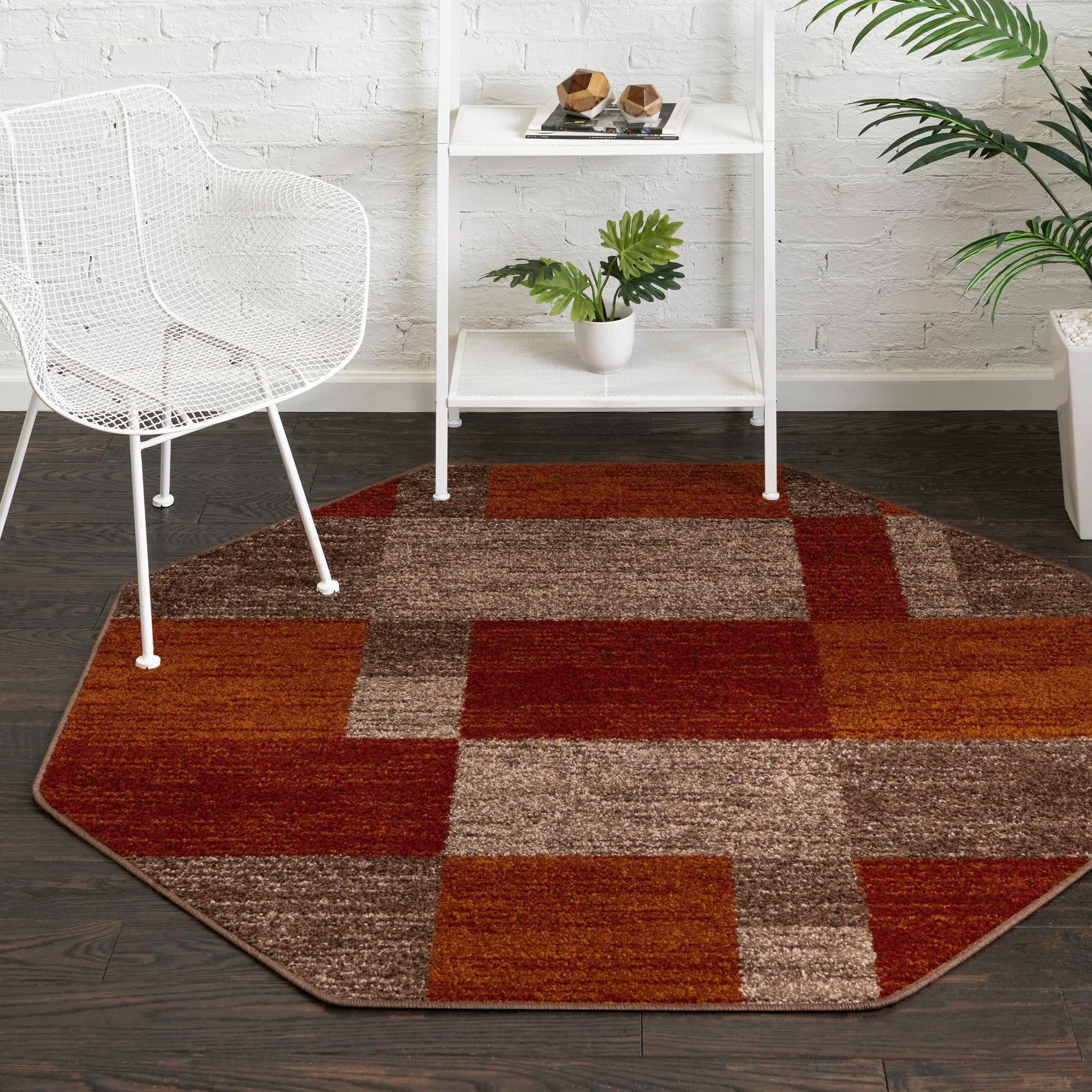 Unique Loom Autumn Collection Area Rug - Providence (5' 1'' Octagon, Multi/ Beige)