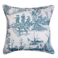 Maison D' Hermine Calais - Blue With White Background 100% Cotton Decorative Pillow Cover For Couch Sofa Cushion Covers Bedroom