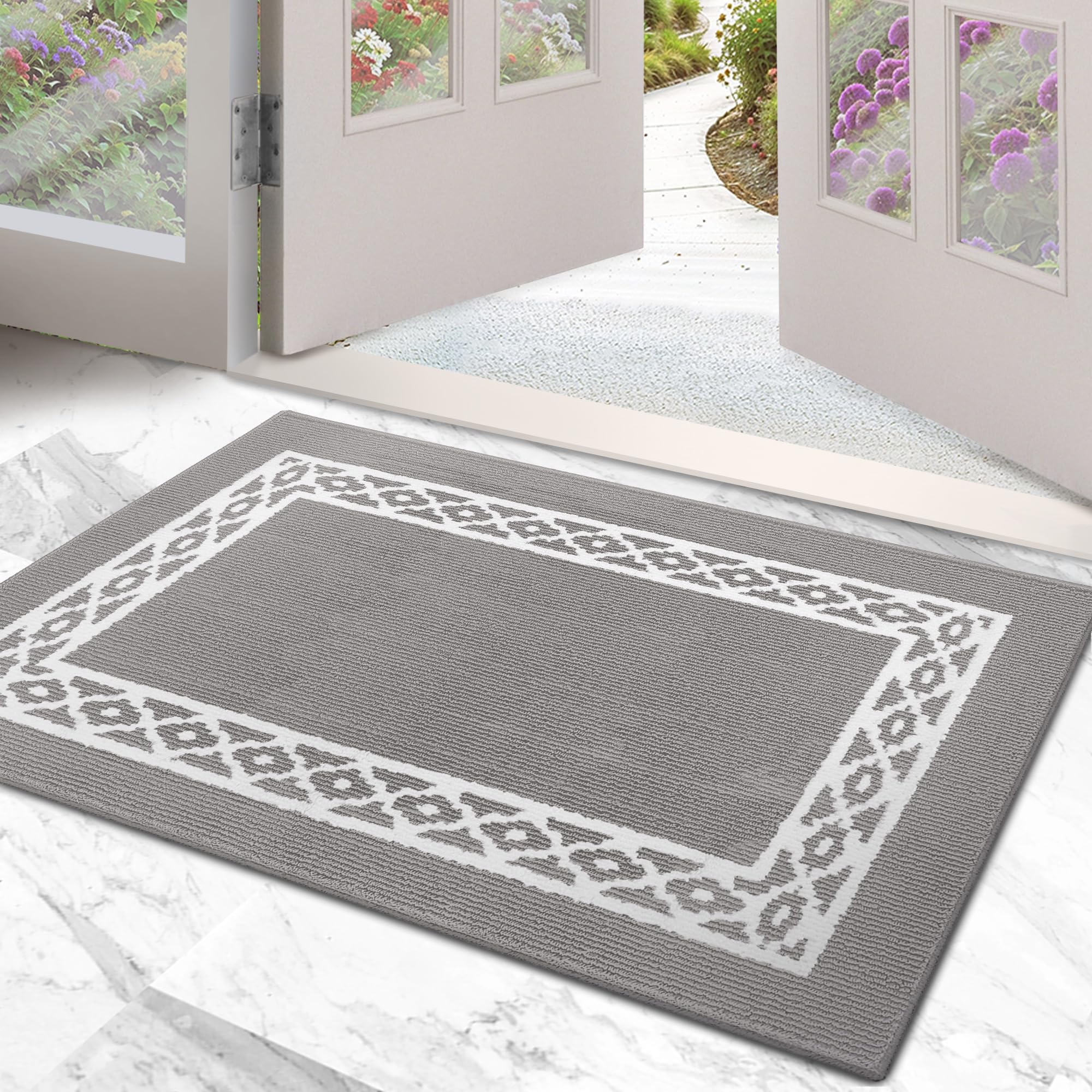 Rugmast Indoor Door Mat 32-48    - Durable Polypropylene, Low Profile, Nonslip Waterproof Backing - Absorbent, Washable Entryway