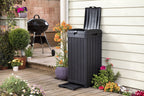 Keter Baltimore Resin 38 Gallon Outdoor Kitchen Trash Can With Lid And Drip Tray For Easy Cleaning-Perfect For Patio Dining, Bla