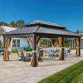 Yitahome 12X18Ft Gazebo Double Roof Hardtop Canopy Outdoor Heavy Duty W/Nettings And Curtains, Upgraded Aluminum Column Galvaniz