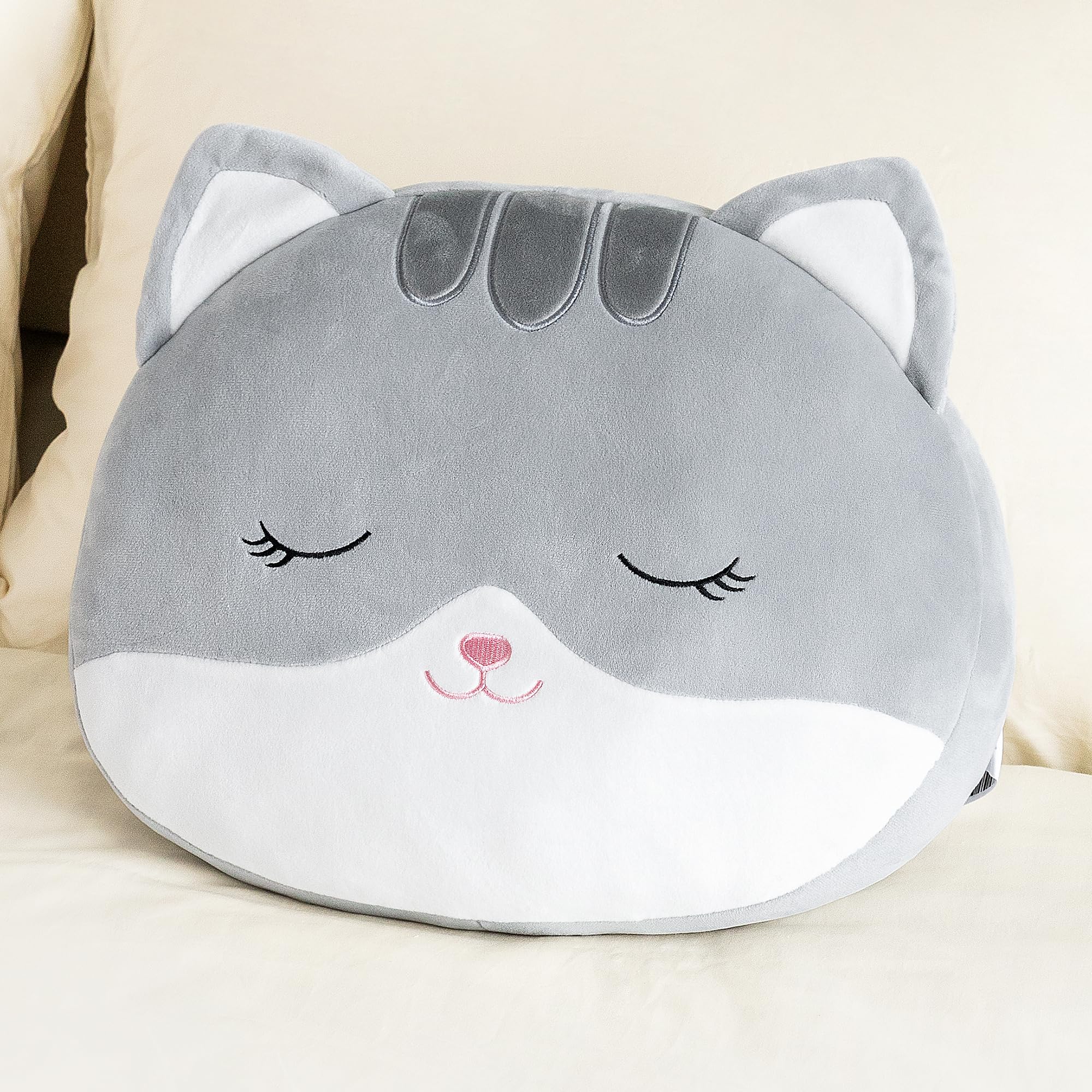 Lazada Kids Pillow Cat Plush Pillows Toy Soft Gift Baby Girl Gifts Gray 10 Inches