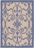 Unique Loom Outdoor Botanical Collection Area Rug - Gate (2 2 x 3 1 Rectangle, Blue/ Beige)
