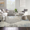 Nourison Pompeii Modern Ivory Grey Blue 710 x Square Area -Rug, Easy -Cleaning, Non Shedding, Bed Room, Living Room, Dining Roo