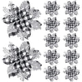 Canlierr 5.7 Inch Artificial Poinsettias Christmas Glitter Flowers with Clips Xmas Tree Flower Ornament Poinsettias Decor (Sky B