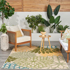 Nourison Aloha Tropical Indoor/Outdoor Green Multicolor 6' X 9' Area Rug, Easy Cleaning, Non Shedding, Bed Room, Living Room, Dining Room, Backyard, Deck, Patio (6X9)