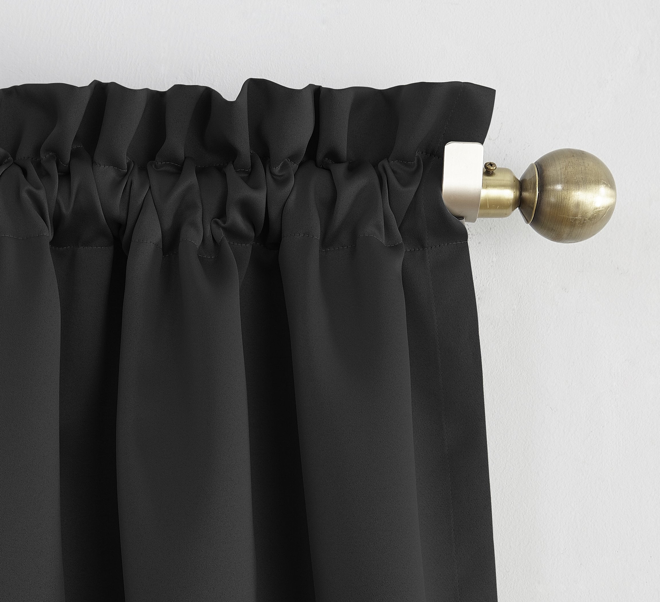 Sun Zero Easton Energy Saving Blackout Rod Pocket Curtain Panel, 40' X 63', Black