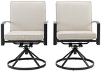 Crosley Furniture KO60026BZ-OL Kaplan Outdoor Metal Dining Swivel Chairs, Set of 2, Oiled Bronze with Oatmeal Cushions