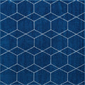 Unique Loom Trellis Frieze Collection Area Rug - Geometric (7 10 Square, Navy Blue/ Ivory)