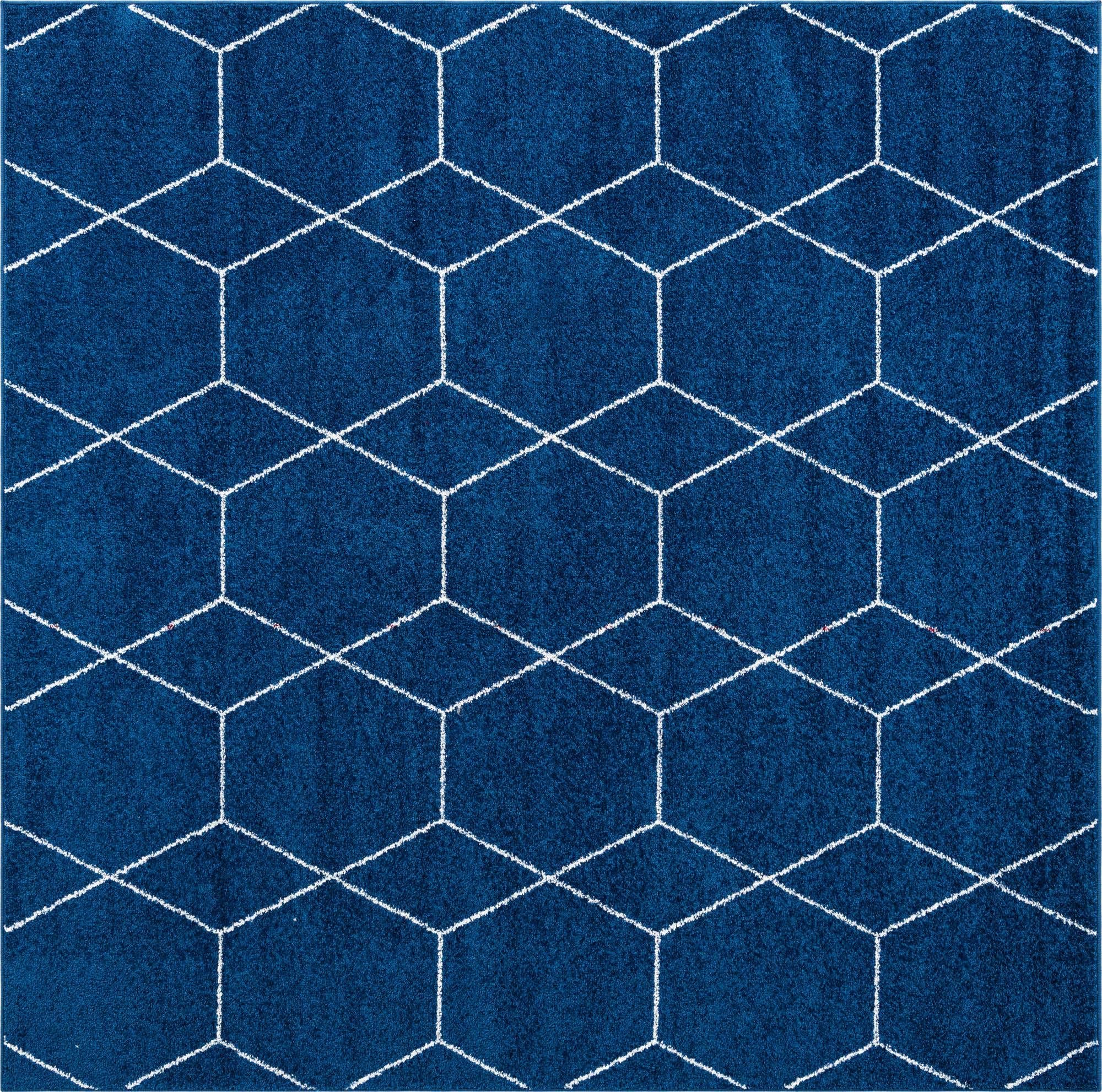 Unique Loom Trellis Frieze Collection Area Rug - Geometric (7 10 Square, Navy Blue/ Ivory)