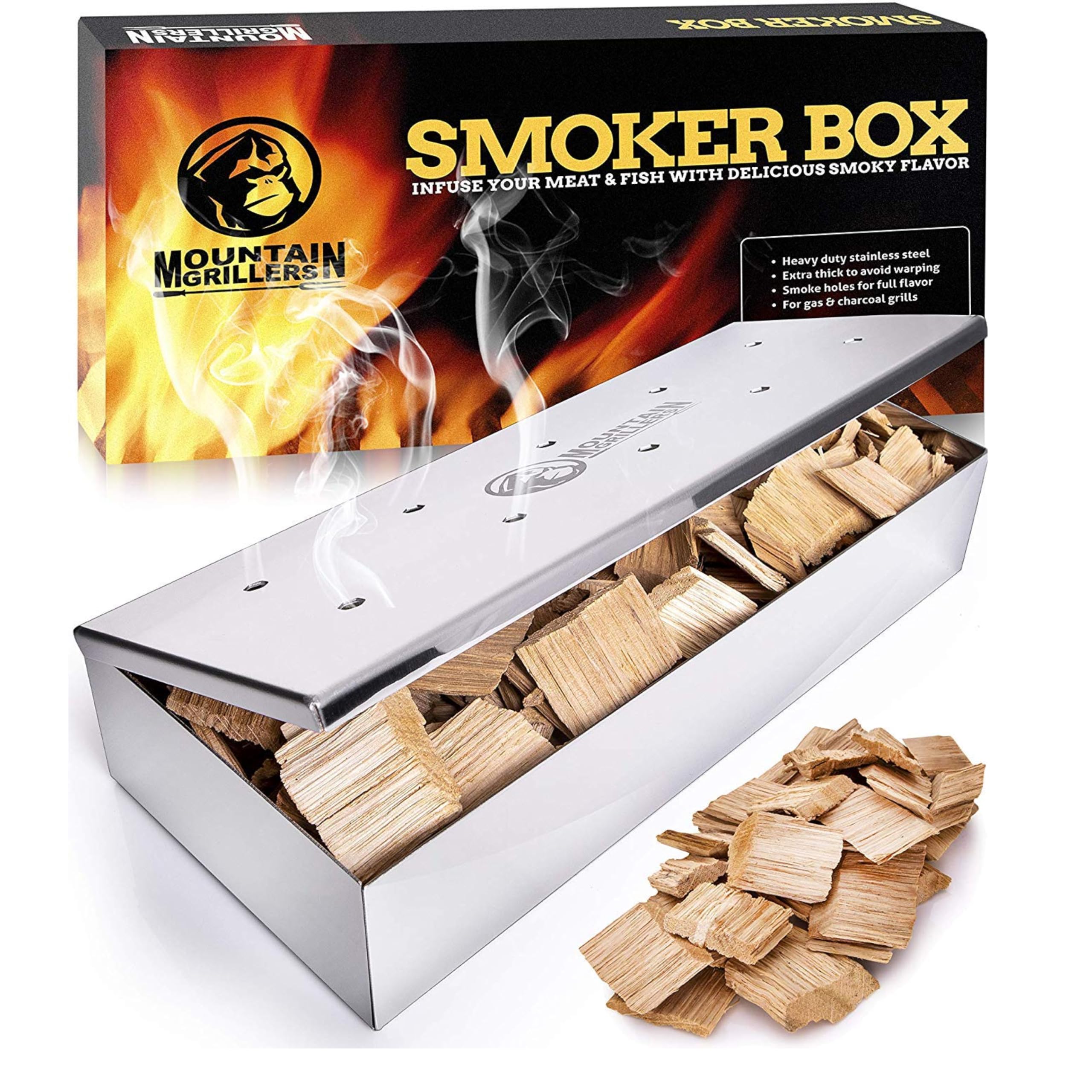 Mountain Grillers Smoker Box For Wood Chips Use A Gas Or Charcoal Bbq Grill And Still Get That Delicious Smoky Barbecue Flavored