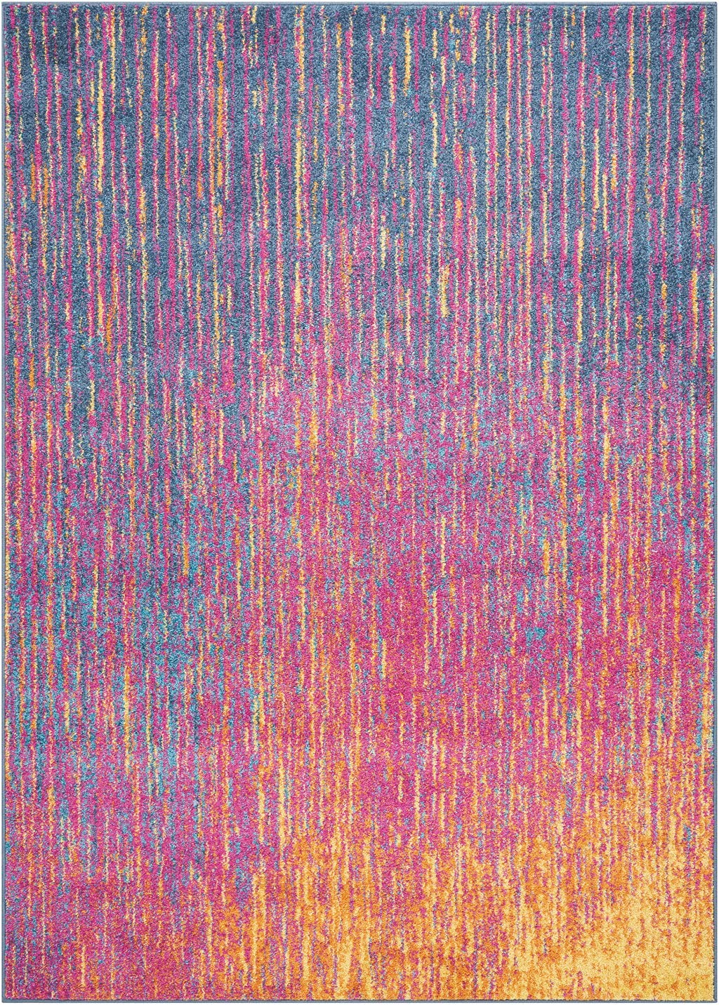 HomeRoots Multicolor 100% Polypropylene 4’ x 6’ Rainbow Abstract Striations Area Rug