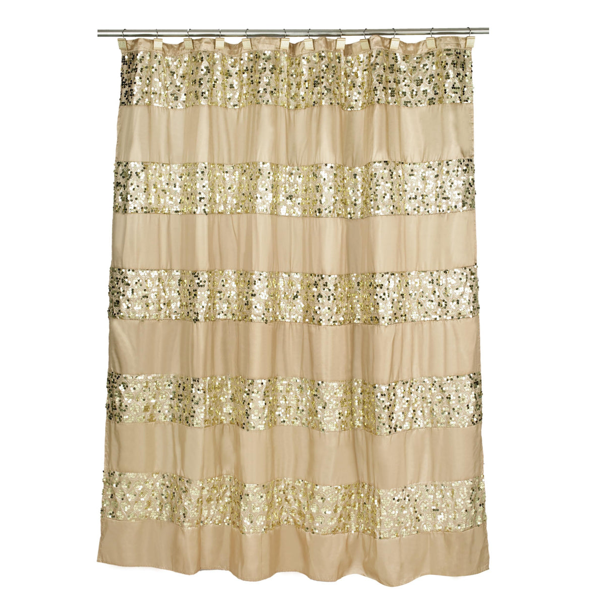 Zahari Home Sinatra Bathroom Shower Curtain Glamorous Bling Fabric Shower Curtain 72'X70', Champagne