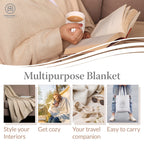 Threadmill Luxury Cotton Blankets For King Size Bed | All-Season Cozy 100% Cotton King Size Blanket | Herringbone Soft & Lightwe