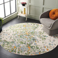 SAFAVIEH Monaco Collection Area Rug - 67 Round, Green & Rust, Geometric Design, Slip Resistant, Ideal for High Traffic Areas in