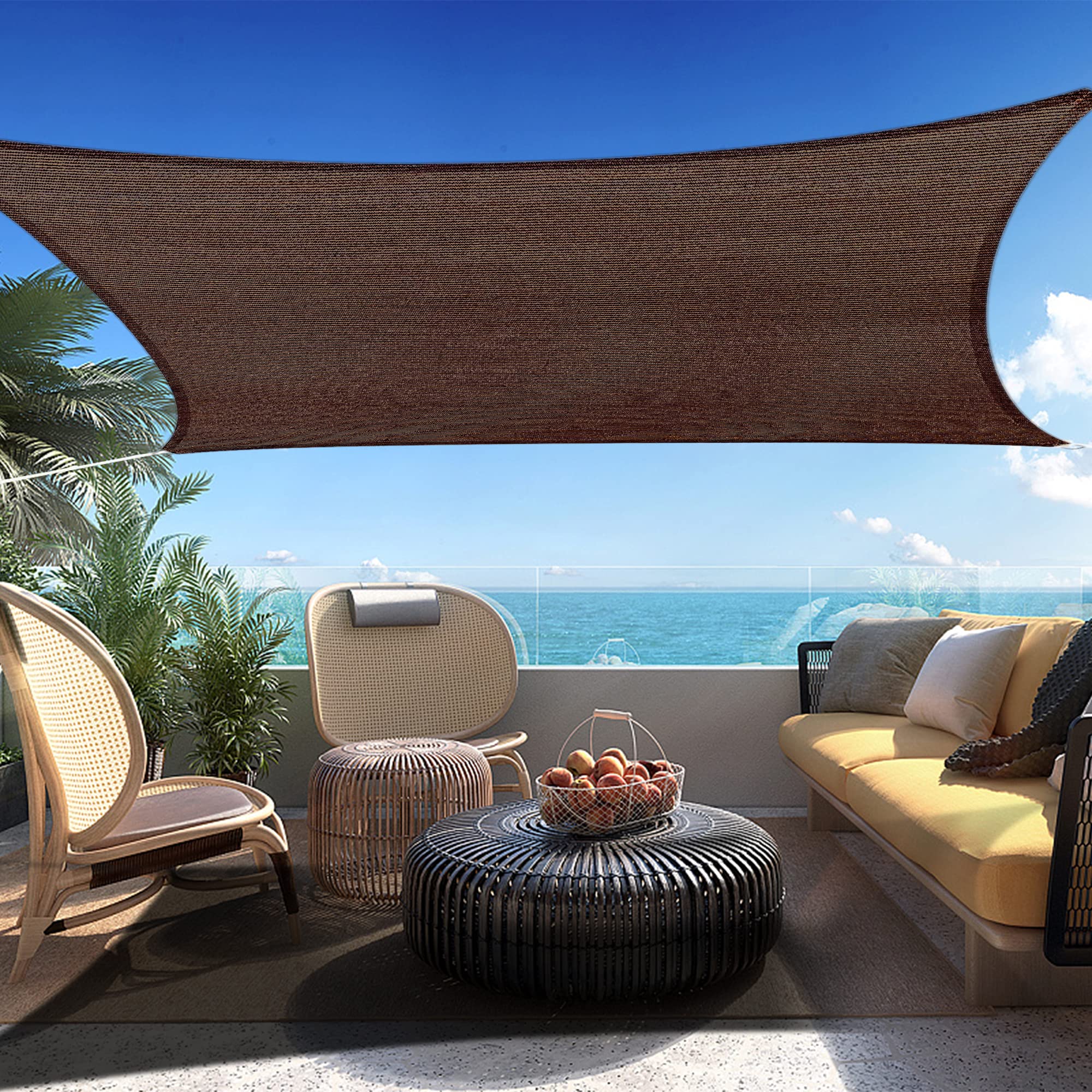 Shadespeare Custom Size 10' X 22' Brown Rectangle Sun Shade Sail Ssp1620 Canopy Durable Fabric Uv Block Awning, We Make Custom S