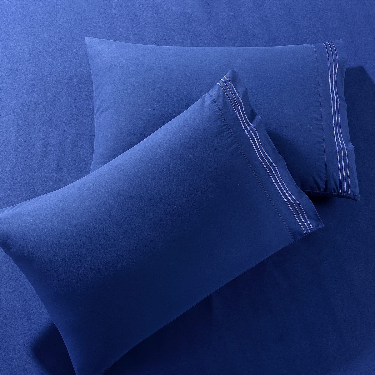 Pure Bedding Pillow Cases King 2-Pack, Navy] - Hotel Luxury Pillow Case - Sateen Weave, Premium Microfiber - Soft And Breathable
