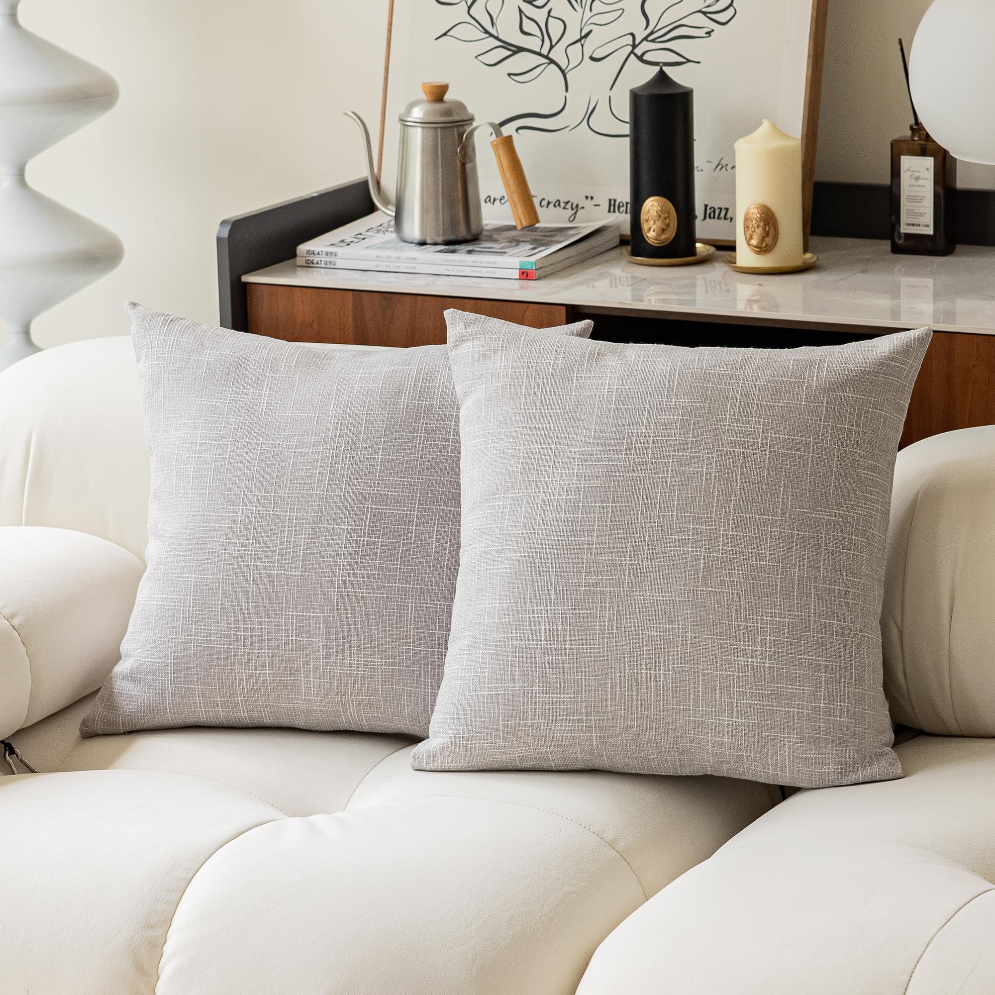 Kevin Textile Soft Solid Lined Linen Pillow Cover Durable Pillowcase Fashion Striped Star Cushion Cover, 66 X 66 Cm, Set Of 2, G