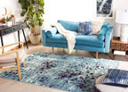 Safavieh Madison Collection 5' Square Turquoise / Navy Mad425J Boho Abstract Distressed Non-Shedding Living Room Bedroom Area Ru
