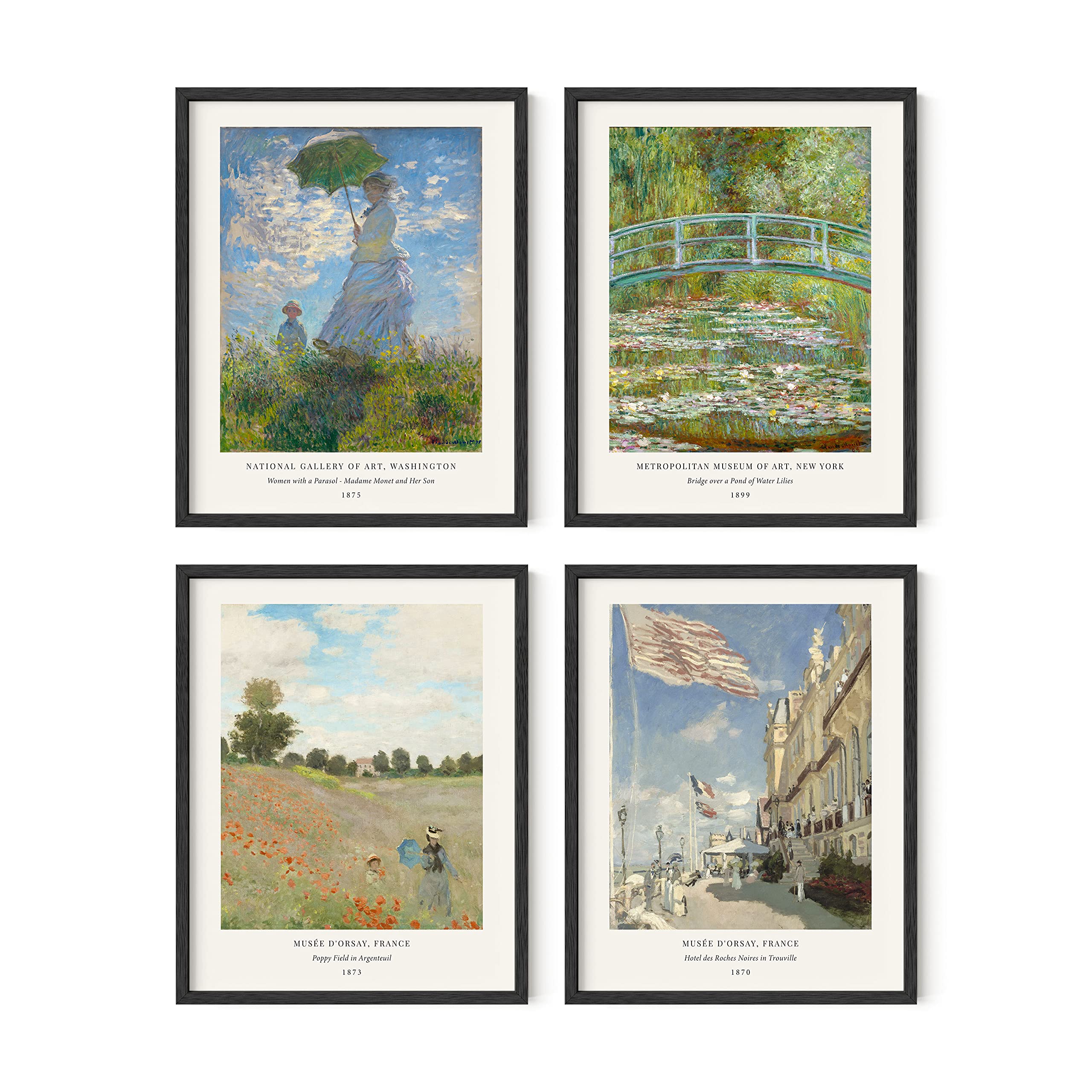 HAUS AND HUES Claude Monet Artwork Fine Art Paintings Set of 4 Water Lilies Claude Monet Monet Poster Famous Art prints Famous P