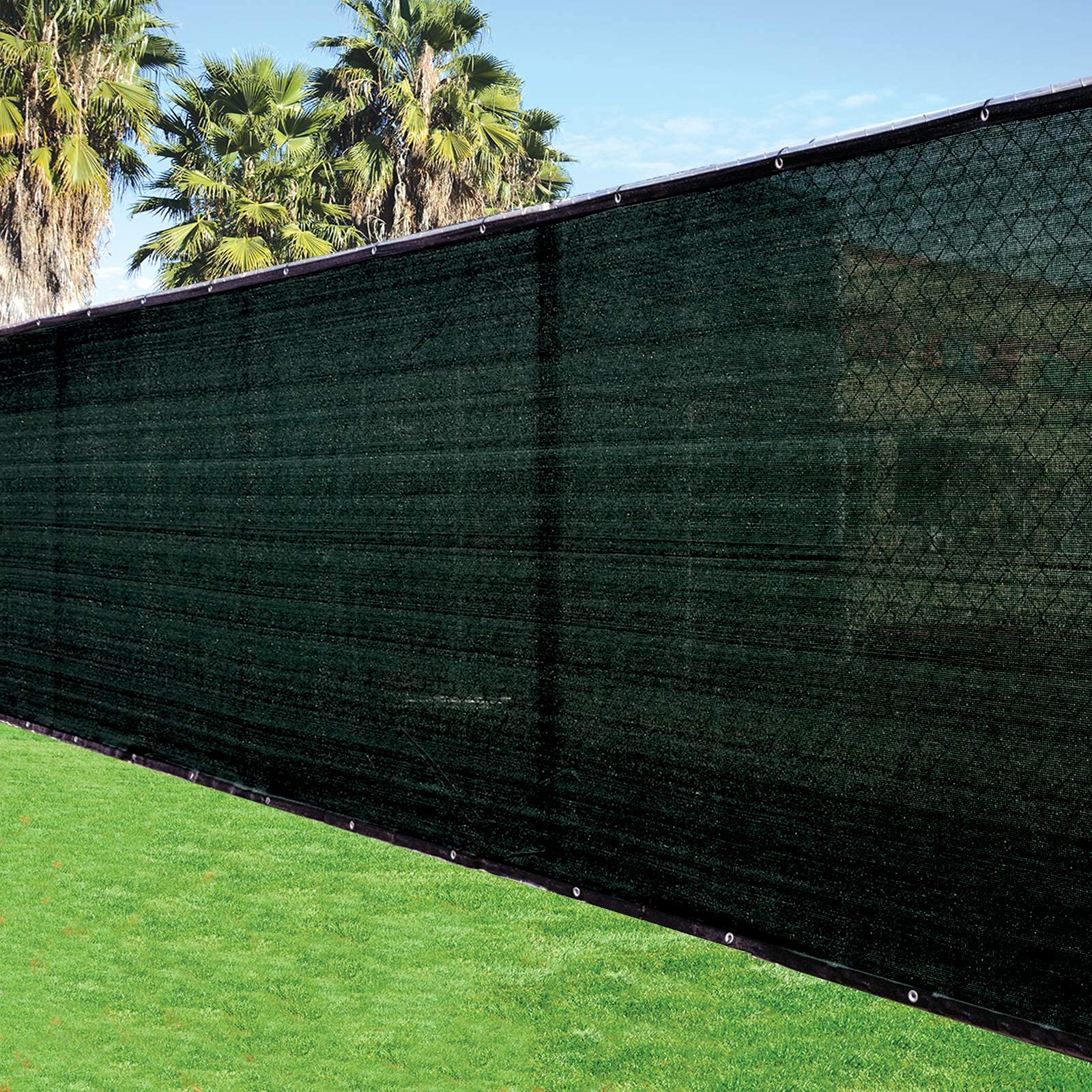 Fence4Ever 6' X 50' 3Rd Gen Black Fence Privacy Screen Windscreen Shade Fabric Mesh Netting Tarp (Aluminum Grommets)
