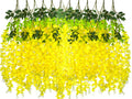 AITISOR 24 Pack Artificial Fake Wisteria Vine Ratta (3.75 Feet) Hanging Garland Silk Flowers String Home Party Wedding Decor (Ye