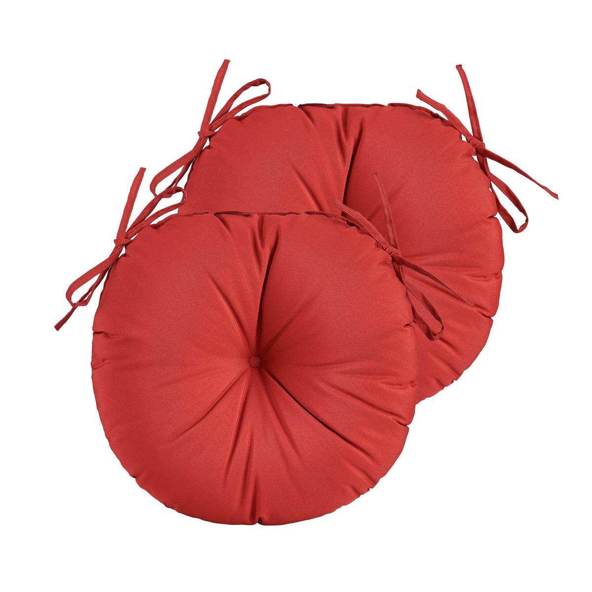 Yoozeku Outdoor Round Bistro Chair Cushions,15 Inch Round Seat Cushions With Ties For Outdoor Patio Chairs,Set Of 2,Red