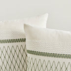 Zeemart 2 Packs Cotton Boho Lumbar Throw Pillow Covers 12X20 Inch Grid Green, Soft Farmhouse Decorative Couch Pillow Cases Sage Green Cushion Covers For Sofa Bed Living Room Home Decor