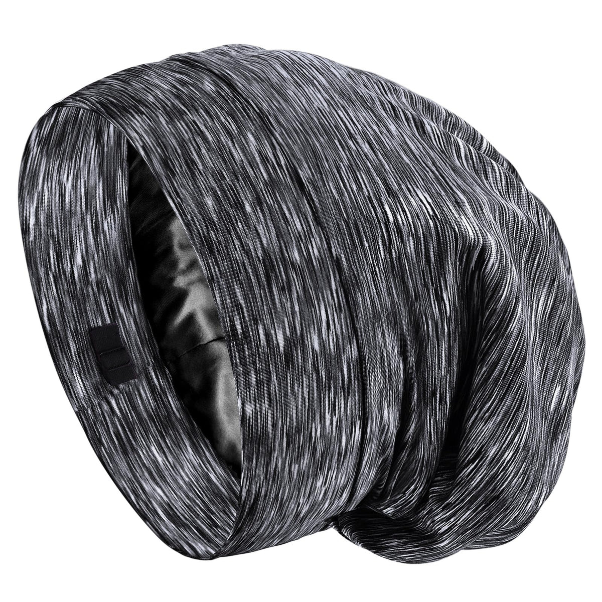 SOLZEK Bonnet for Sleeping Real Silk Hair Wrap with Adjustable Strap Easy to Wear Night Cap Anti Frizz Double Layered Black Heat