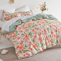 Sleep Zone Bedding Duvet Cover Sets Printed Floral 120Gsm Ultra Soft Zipper Closure Corner Ties, Peach Blossom,Full/Queen (90 X