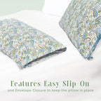 Elegant Comfort Ultra Soft Set Of 2 Floral Print Pillowcases - 1500 Premium Hotel Quality Microfiber, Soft And Smooth Envelope Closure 2-Piece Pillow Covers - King, Paisley Teal