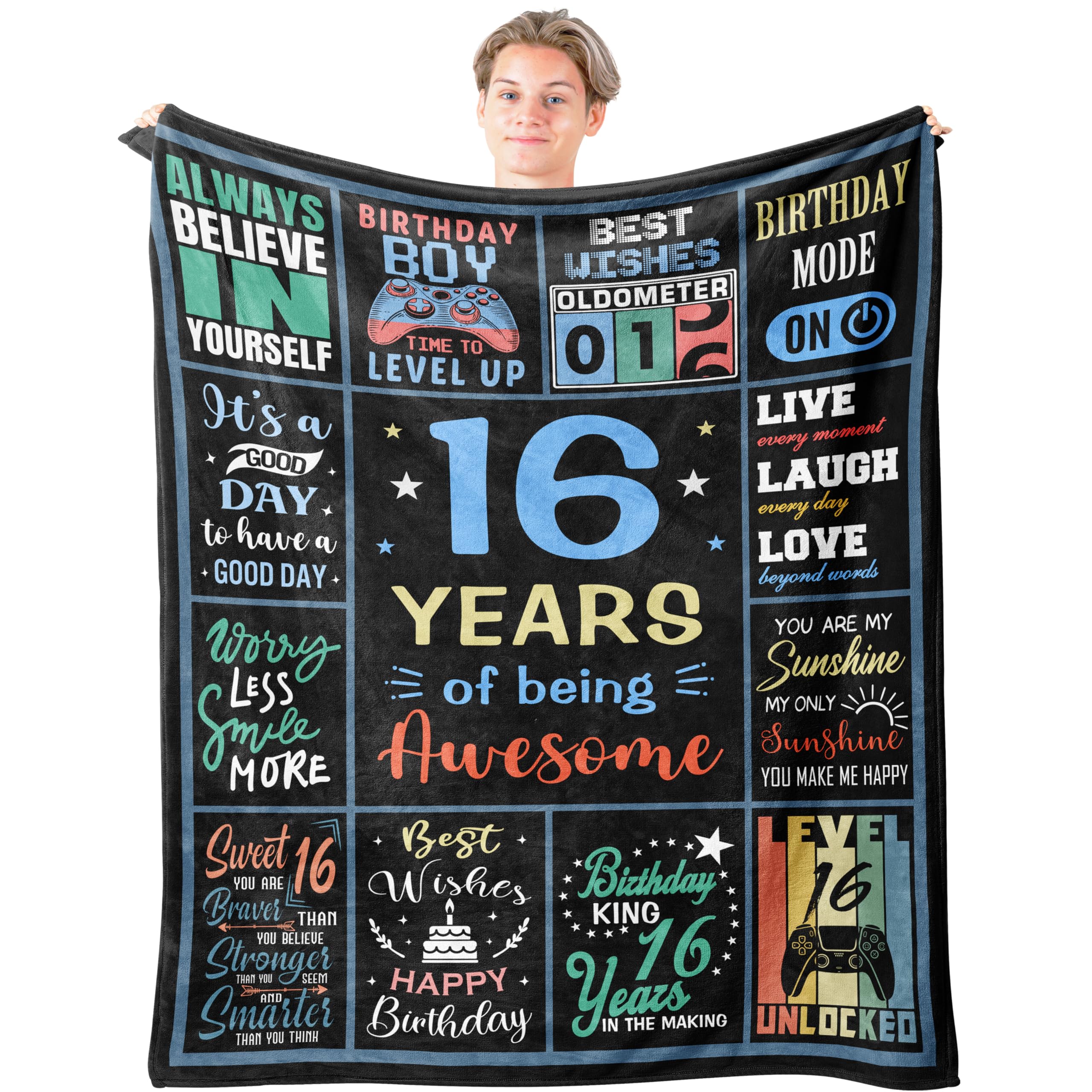 Mcurore 16 Year Old Boy Birthday Gift Ideas Blanket 60'X50', 16Th Birthday Gifts For Boys, Cool Birthday Gifts For 16 Year Old