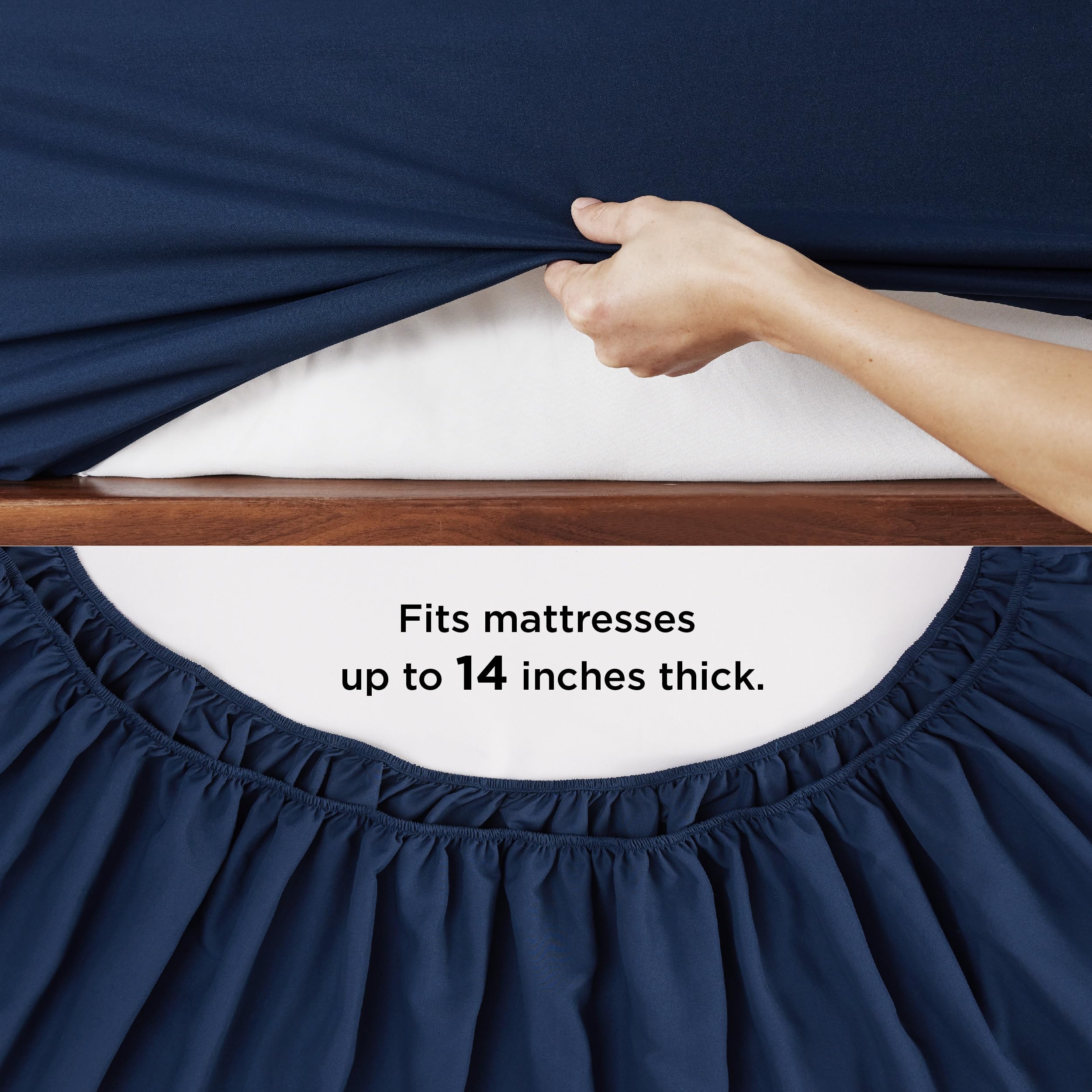 Bedsure Navy Bedding Sets King - 7 Pieces Solid Bed In A Bag, King Bed Set Navy With Comforter, Sheets, Pillowcases & Shams