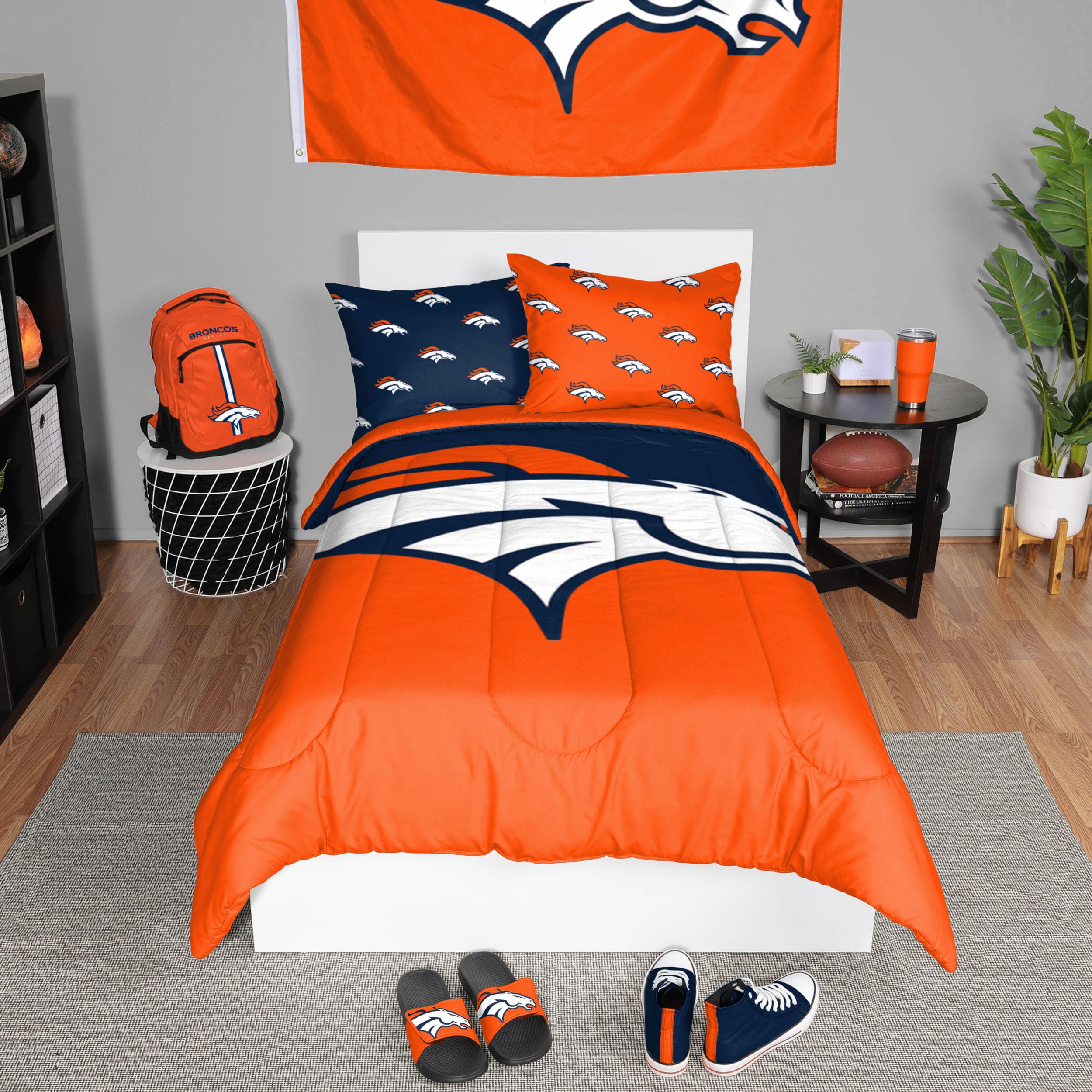 Foco Denver Broncos Nfl Team Color Bed In A Bag Comforter Bedding 3 Piece Twin Set